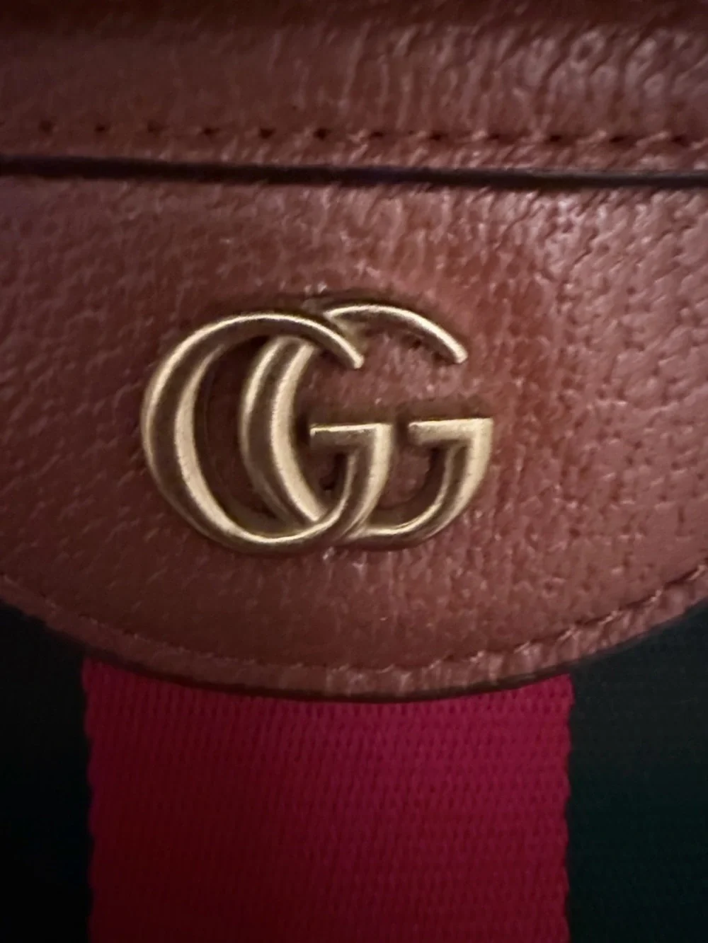 Gucci Beige GG Canvas Crossbody belt Bag with Brown Leather and Green/Red Stripe - Picture 3 of 10